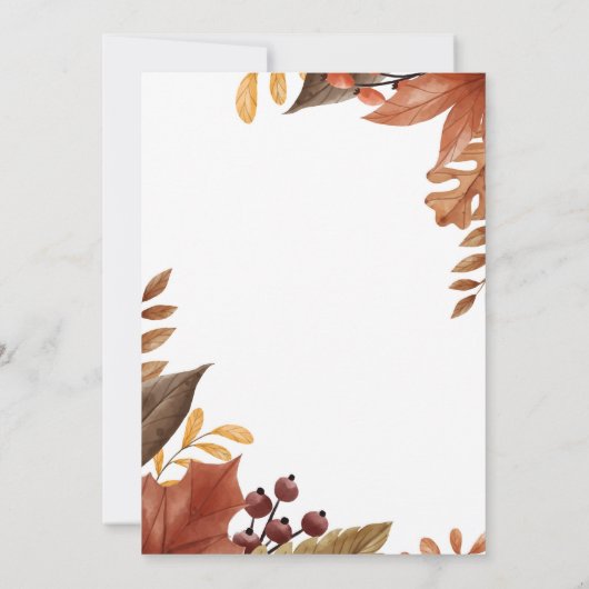 Minimalistische Herbstfarben Hochzeitskarten Einladung (Rückseite)