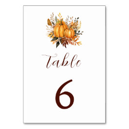 Minimalistische Herbsthochzeit Pumpkin Einladung Tischnummer