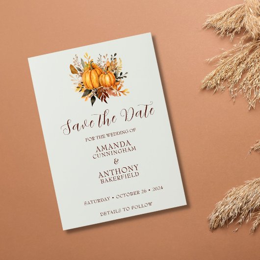 Minimalistische Herbsthochzeit Pumpkin Save the Da Date
