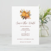 Minimalistische Herbsthochzeit Pumpkin Save the Da Save The Date (Stehend Vorderseite)