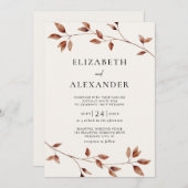 Minimalistische Herbstlaub Botanische Hochzeit Einladung (Vorne/Hinten)
