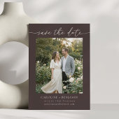 Minimalistische herbstliche braune erdige Skript-F Save The Date