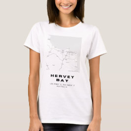 Minimalistische Hervey Bay Map mit Koordinaten T-Shirt