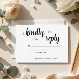 Minimalistische Herz-Hochzeits-Antwortkarte RSVP Karte