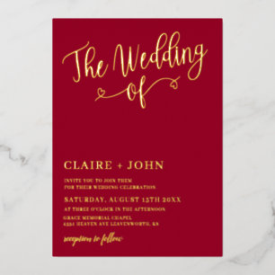 Minimalistische Herz-Hochzeitseinladung Folieneinladung