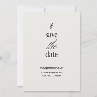 Minimalistische Herz-Schrift Save-the-Date-Karte Einladung