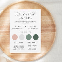 Minimalistische Herz- und Script-Bridesmaid-Info-K