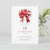 Minimalistische Herzen Fliege Valentins-Party  Einladung (Stehend Vorderseite)