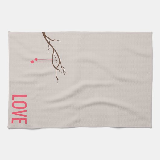 Minimalistische Herzen im Baumwald Geschirrtuch (Horizontal)