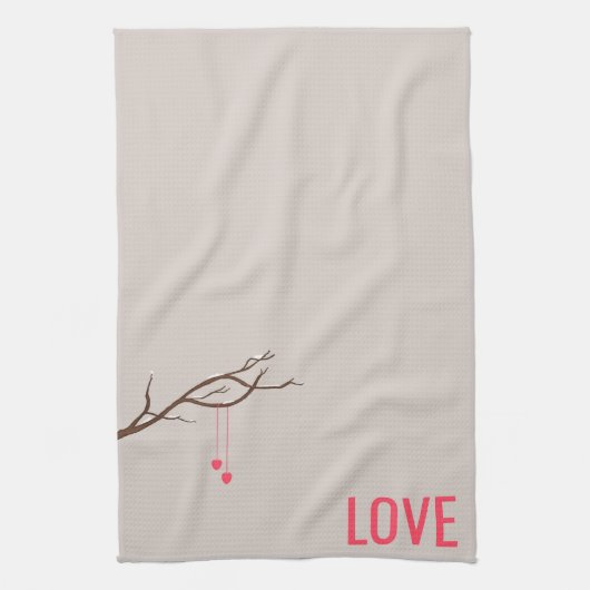 Minimalistische Herzen im Baumwald Geschirrtuch (Vertikal)