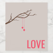 Minimalistische Herzen im Baumwald Weinetikett (Einzelnes Label)