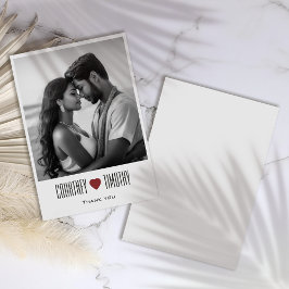 Minimalistische Herzenshochzeit Dankeschön-Karte m Dankeskarte