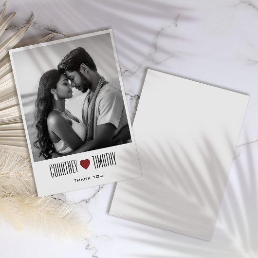 Minimalistische Herzenshochzeit Dankeschön-Karte m Dankeskarte