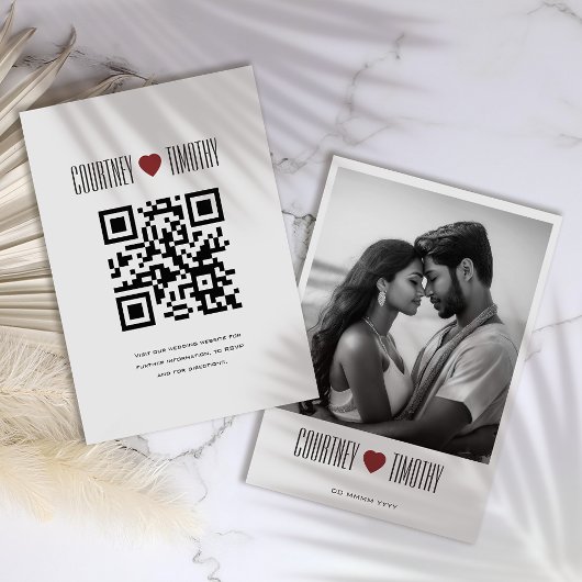 Minimalistische Herzhochzeit Begleitkarte