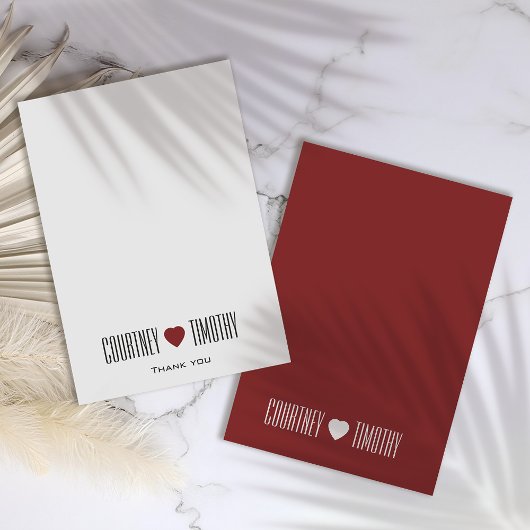 Minimalistische Herzhochzeit Dankeskarte