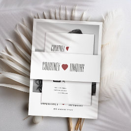 Minimalistische Herzhochzeit Einladungsbanderole