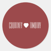 Minimalistische Herzhochzeit Runder Aufkleber (Vorderseite)