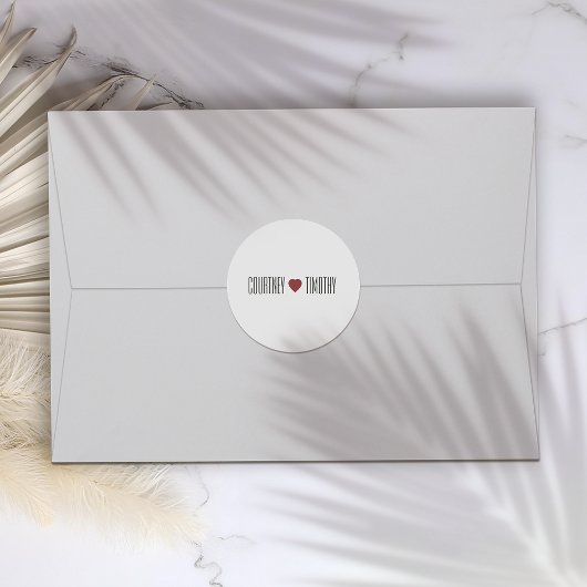 Minimalistische Herzhochzeit Runder Aufkleber