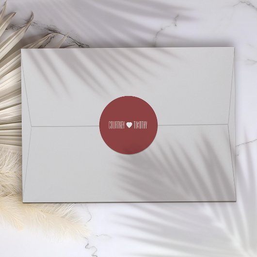 Minimalistische Herzhochzeit Runder Aufkleber