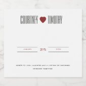 Minimalistische Herzhochzeit Schaumweinetikett (Einzelnes Label)