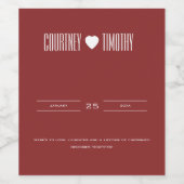 Minimalistische Herzhochzeit Weinetikett (Einzelnes Label)