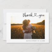 Minimalistische Herzkalligraphie Foto Hochzeit Dankeskarte (Vorderseite)