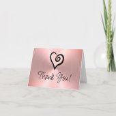 Minimalistische Herzspirale auf Imitaten Metallisc Dankeskarte (Vorderseite)