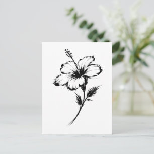 Minimalistische Hibiskus-Pinselstrich-Illustration Postkarte