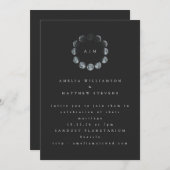 Minimalistische Himmelsmond-Schwarz-Monogramm-Hoch Einladung (Vorne/Hinten)