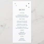 Minimalistische Himmelsstars und Mond Weiß und Mar Menükarte (Vorderseite)