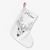 Minimalistische Hirschhaubenskizze mit Namen Kleiner Weihnachtsstrumpf (Vorderansicht (hängend))