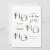 Minimalistische Ho Ho Ho Greenery Holiday Party Einladung (Vorderseite)
