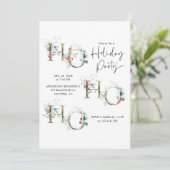 Minimalistische Ho Ho Ho Greenery Holiday Party Einladung (Stehend Vorderseite)