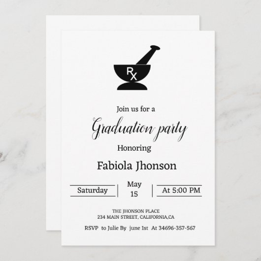 Minimalistische Hochschulabsolventen Ankündigung (Vorne/Hinten)