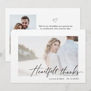 Minimalistische Hochzeit 2 Fotos Herzlichen Dank  Dankeskarte