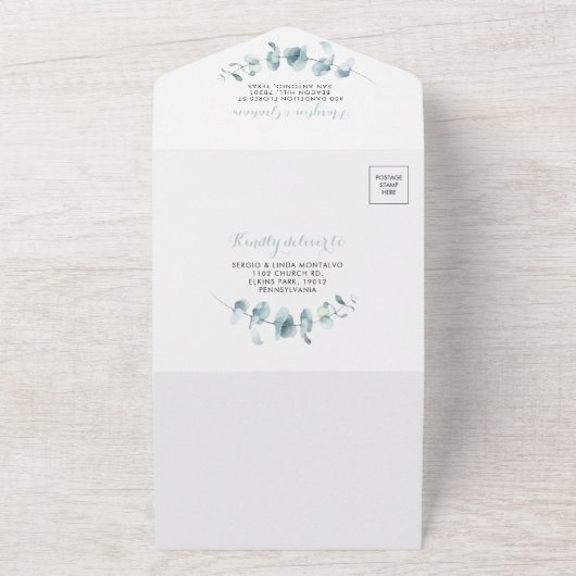 Minimalistische Hochzeit All In One Einladung (Außenbereich)