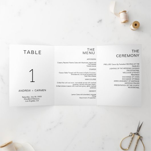 Minimalistische Hochzeit als Lieblingslied Dreifach Gefaltete Einladung (Innenseite)