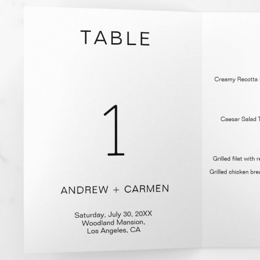 Minimalistische Hochzeit als Lieblingslied Dreifach Gefaltete Einladung (Innen Erste Seite)