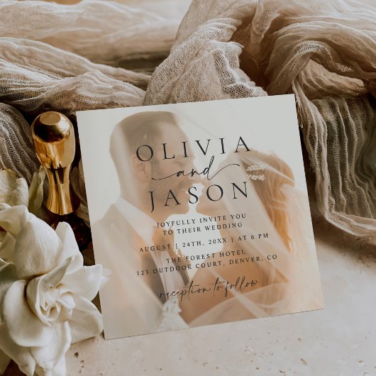 Minimalistische Hochzeit auf dem eleganten Platz d Einladung