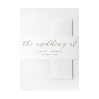 Minimalistische Hochzeit auf Grün und Weiß Einladungsbanderole