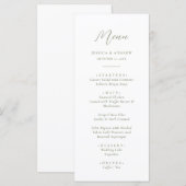 Minimalistische Hochzeit auf Grün und Weiß Menükarte (Vorne/Hinten)