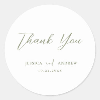 Minimalistische Hochzeit auf Grün und Weiß Runder Aufkleber