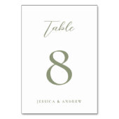 Minimalistische Hochzeit auf Grün und Weiß Tischnummer (Rückseite)