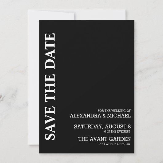 Minimalistische Hochzeit auf Schwarz-Weiß-Text Save The Date (Vorderseite)