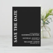 Minimalistische Hochzeit auf Schwarz-Weiß-Text Save The Date (Stehend Vorderseite)
