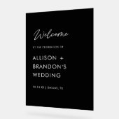 Minimalistische Hochzeit Begrüßungsschwarz Acrylschild (Winkel)