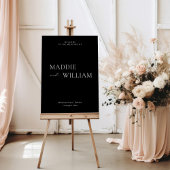 Minimalistische Hochzeit Begrüßungszeichen in Schw Poster