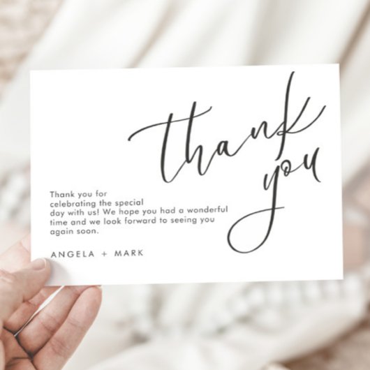 Minimalistische Hochzeit Black Script Dankeschön K Einladung