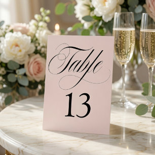 Minimalistische Hochzeit Blush Elegante Schrift Tischnummer