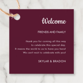 Minimalistische Hochzeit Burgund Begrüßungsgeschen Geschenkanhänger